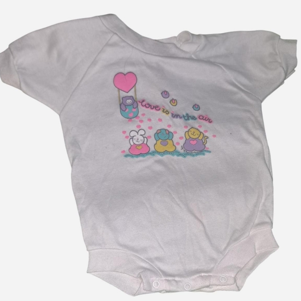 Rabbit Skins White One-Piece Bodysuit with Pink, Yellow & Purple Accents
